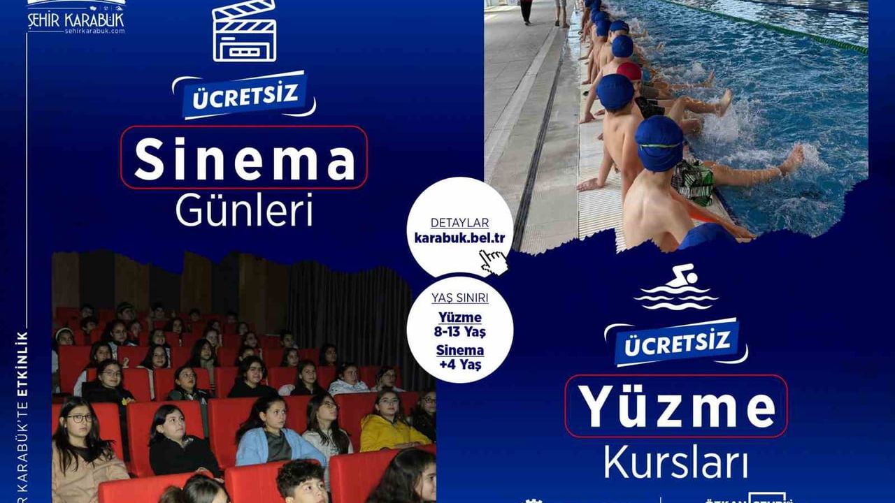 Karabük’te ücretsiz yüzme kursları ve sinema etkinlikleri devam ediyor