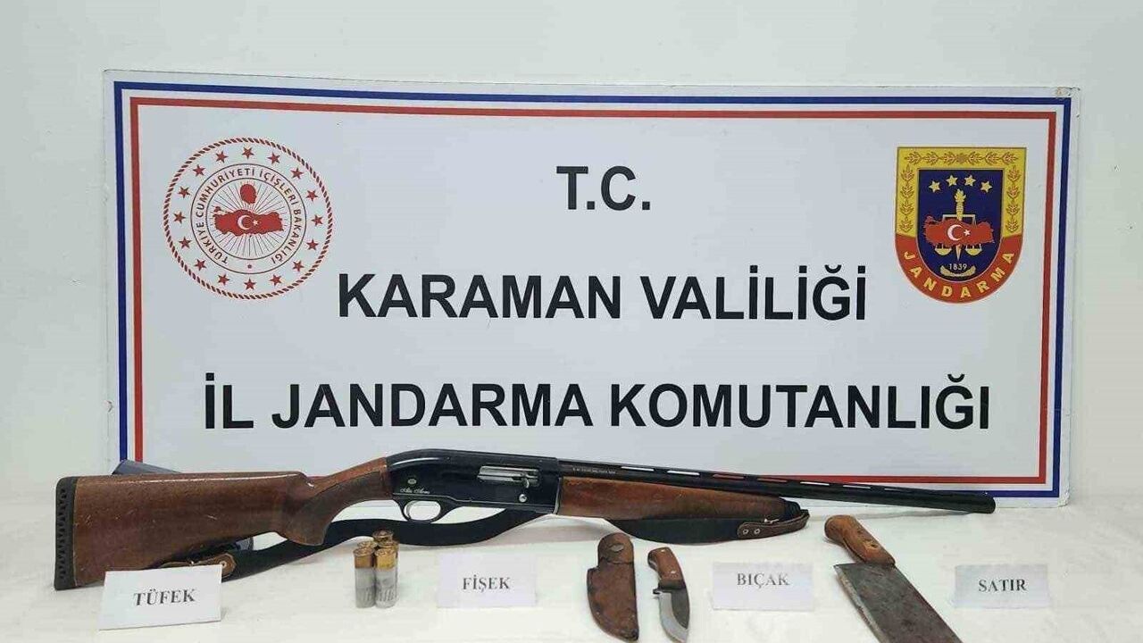Karaman'da jandarma uygulamalarında uyuşturucu, ruhsatsız silah ve yaban keçisi avına 954 bin 208 lira ceza