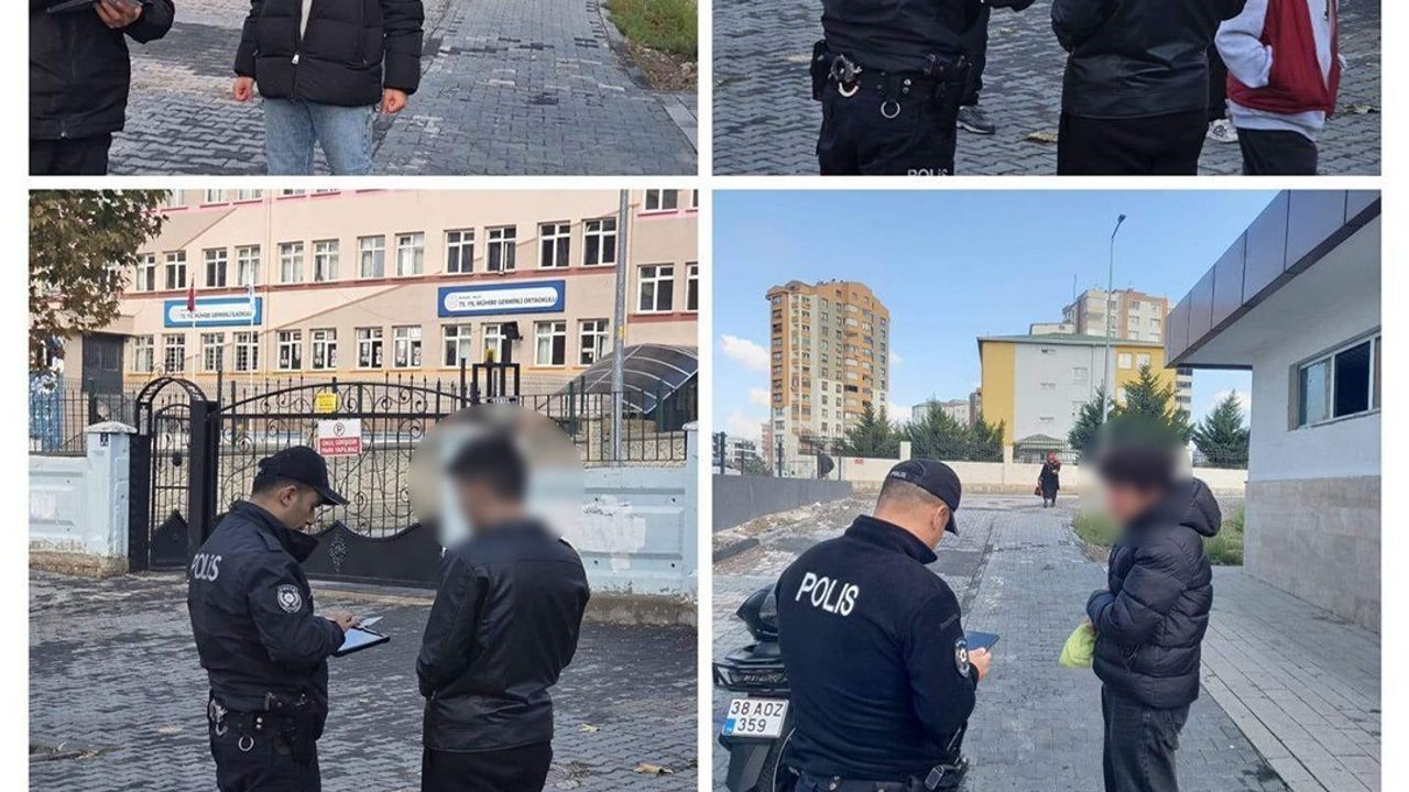 Kayseri polisinden okul önlerinde güvenlik uygulaması: 321 şahıs, 43 araç sorgulandı