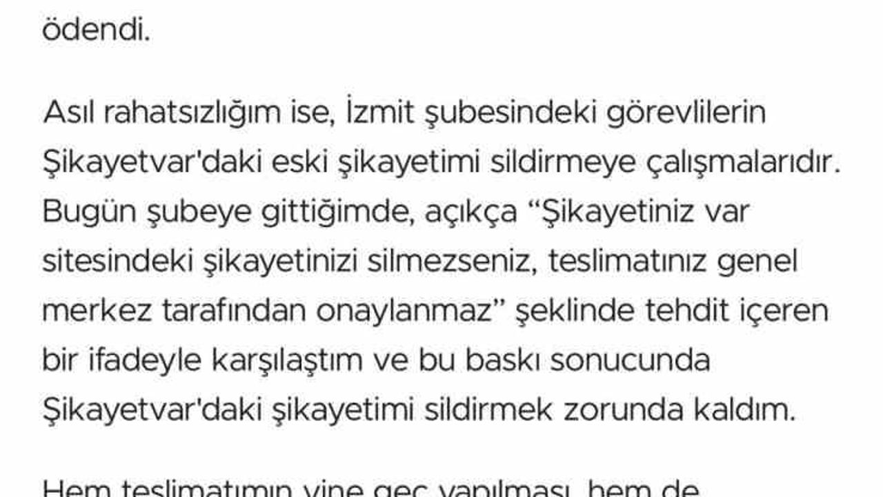 Kocaeli'de müşteri iddiası: Katılım Evim İzmit şubesi 'Şikayetini silmezsen paranı alamazsın' dedi