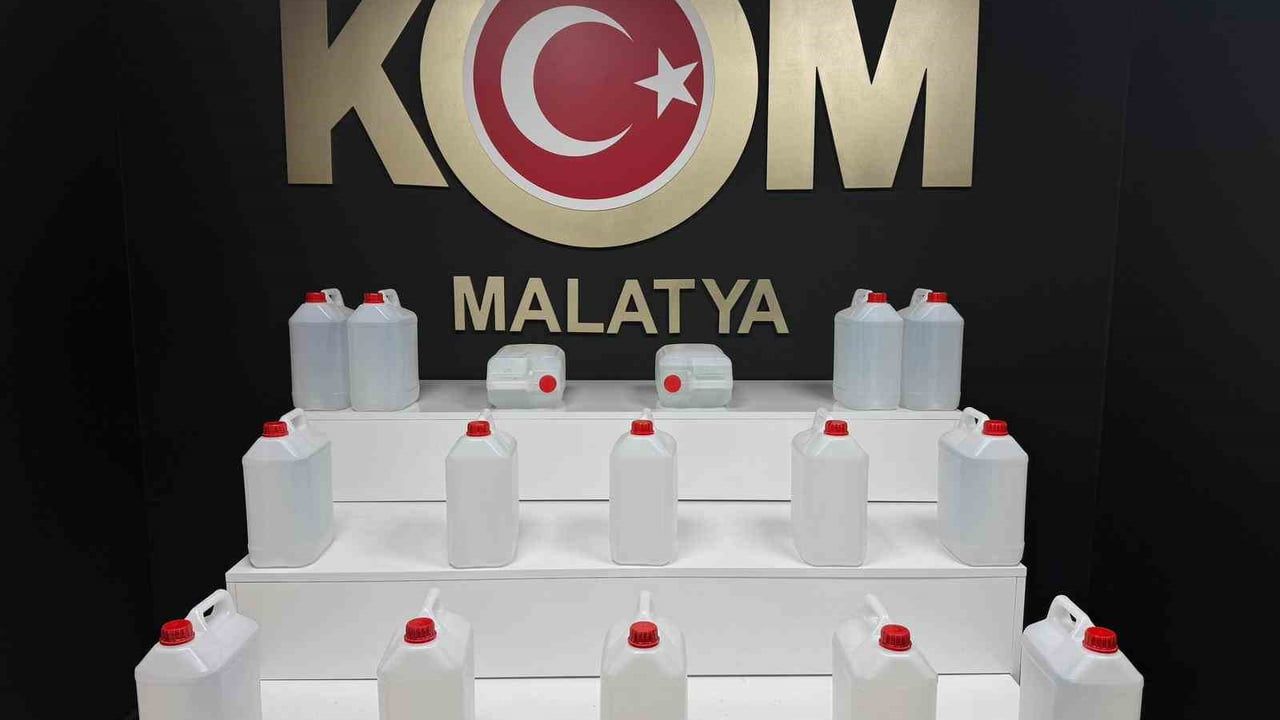 Malatya'da sahte alkol operasyonunda 76 litre etil alkol ele geçirildi