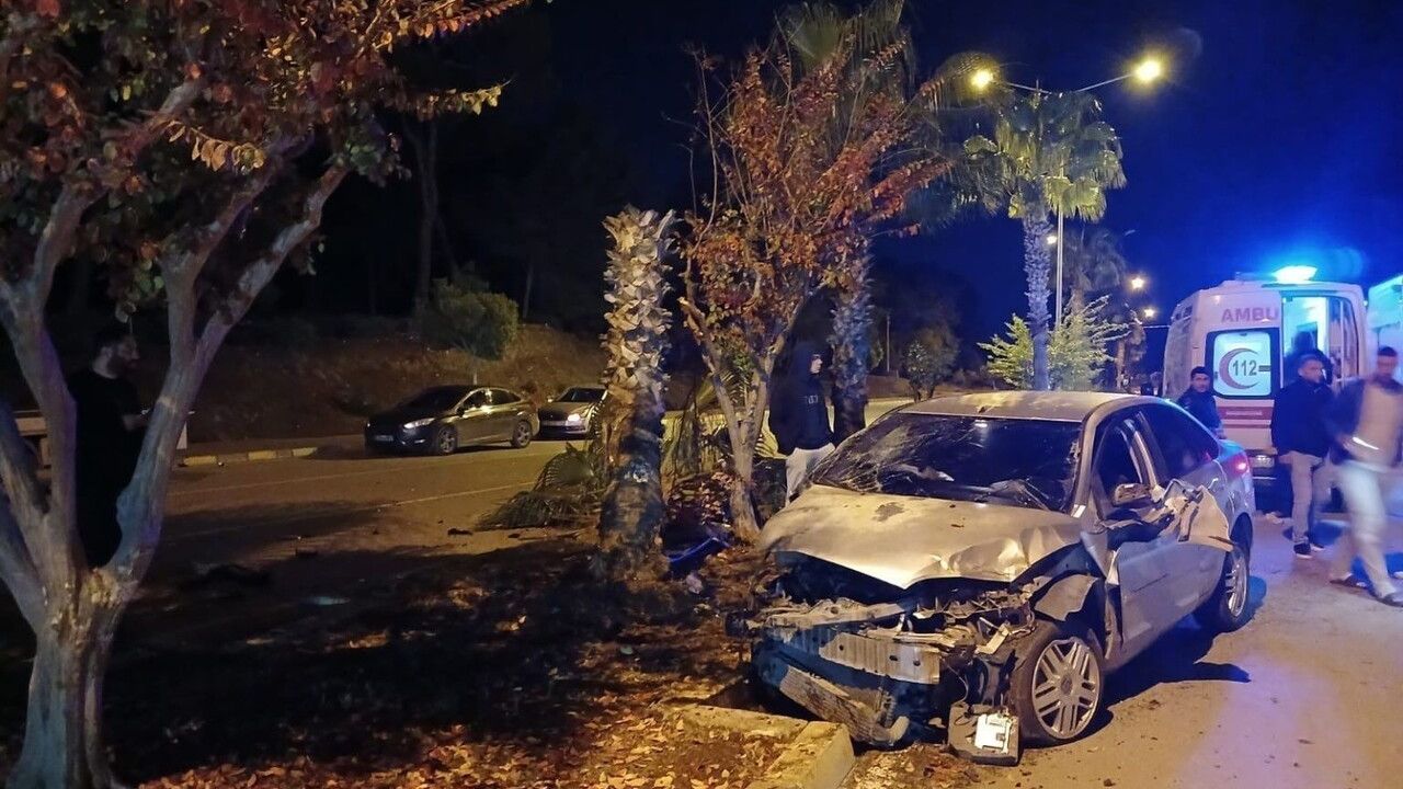 Manavgat'ta palmiye ağacına çarpan otomobilin sürücüsü yaralandı