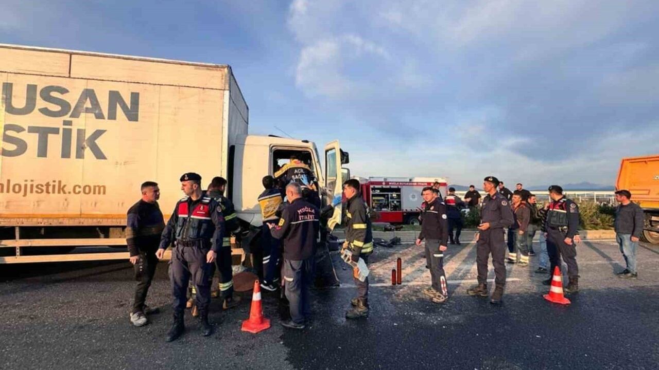 Milas Ekinambarı'nda trafik kazası: Kamyonette sıkışan iki kişi kurtarıldı