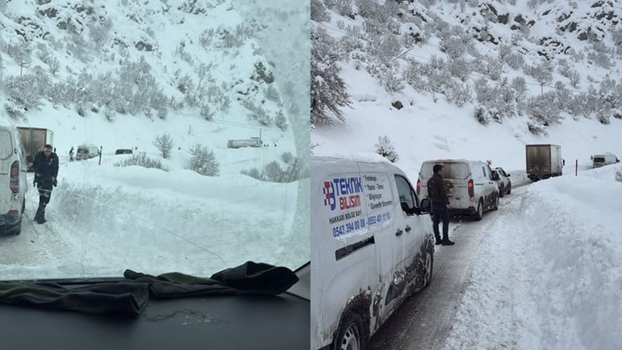 Şemdinli-Yüksekova yolunda mahsur kalan araçlar iş makineleriyle kurtarıldı