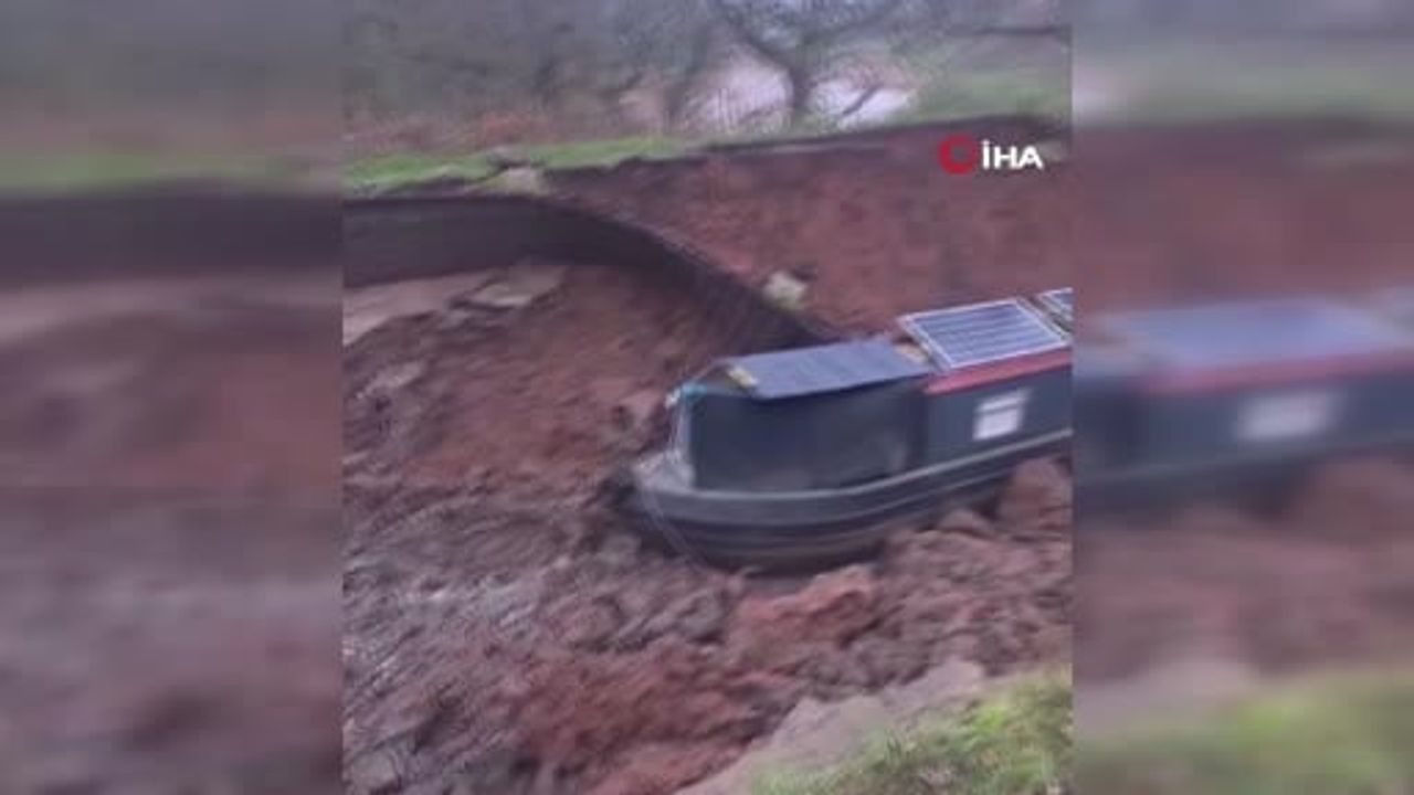 Shropshire Kanalı'nda 'set çökmesi' sonucu obruk oluştu; çok sayıda tekne düştü
