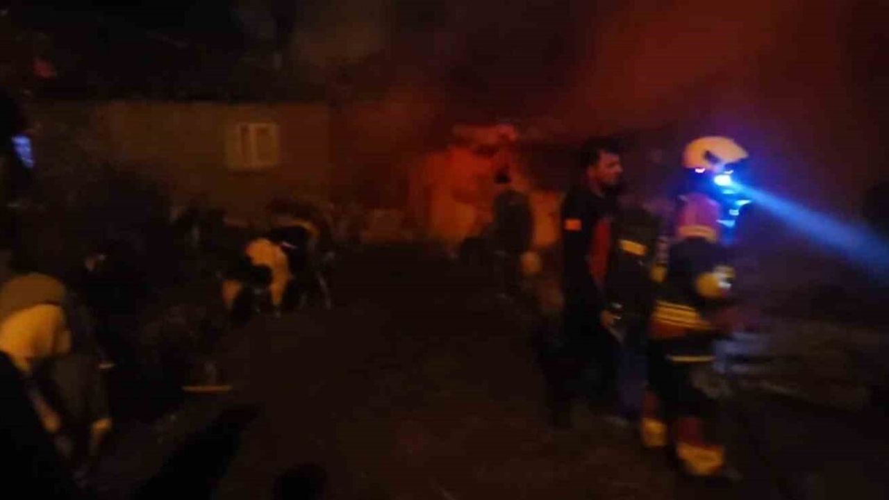 Sındırgı’da hayvan barınağı ve samanlıkta çıkan yangın itfaiye tarafından söndürüldü