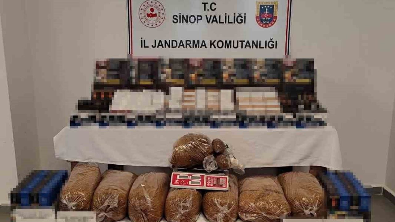 Sinop Gerze'de jandarmadan kaçak tütün operasyonu: 51 bin 420 doldurulmuş makaron ve 39 kilogram tütün ele geçirildi
