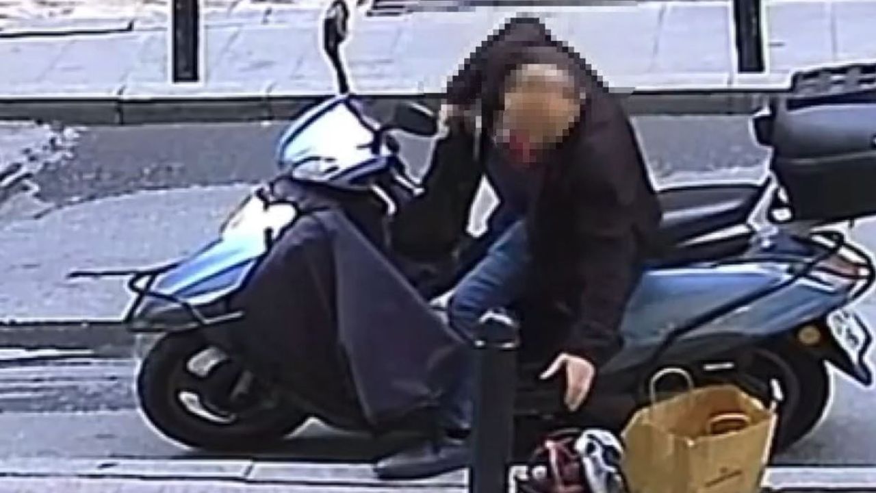 Şişli'de motosikletle kaldırımdaki taşlama makinesini çalan kişi tutuklandı