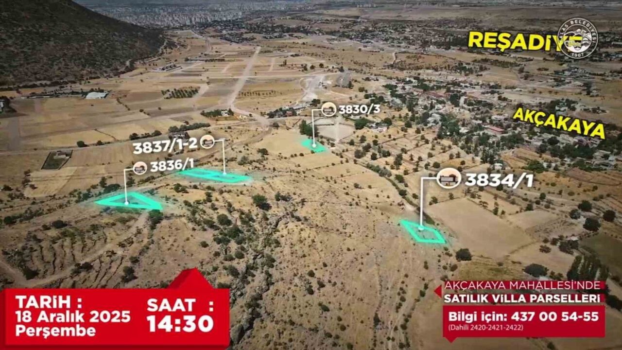 Talas’ta Akçakaya ve Endürlük’te 30 prestijli villa parseli ihaleyle satışta