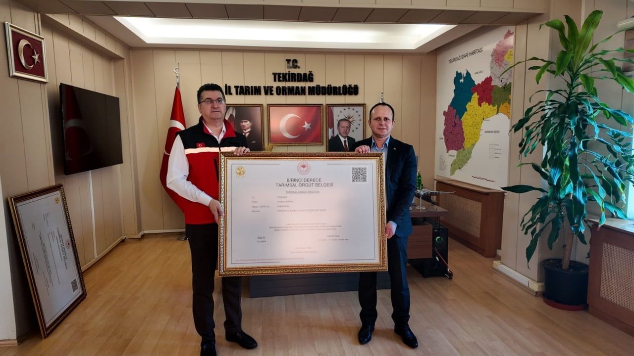 Tekirdağ’da üç üretici birliğine birinci derece tarımsal örgüt belgesi verildi