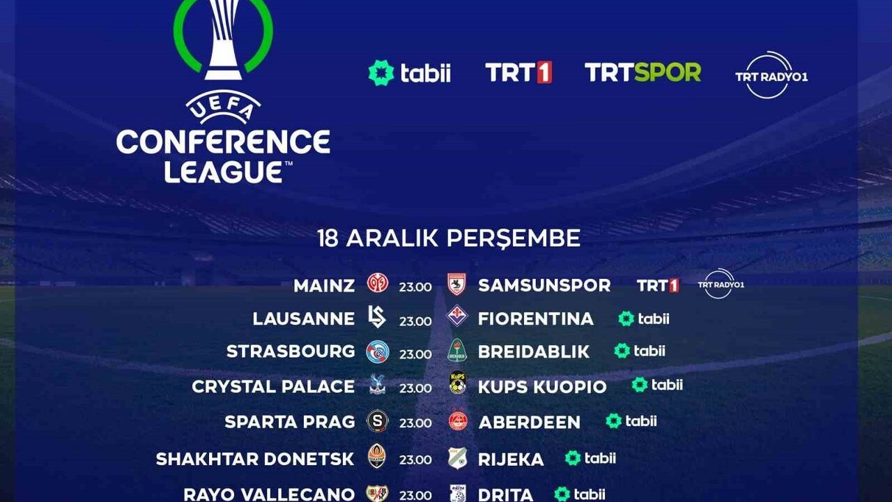 UEFA Konferans Ligi maçları TRT ve tabii platformundan canlı yayınlanacak