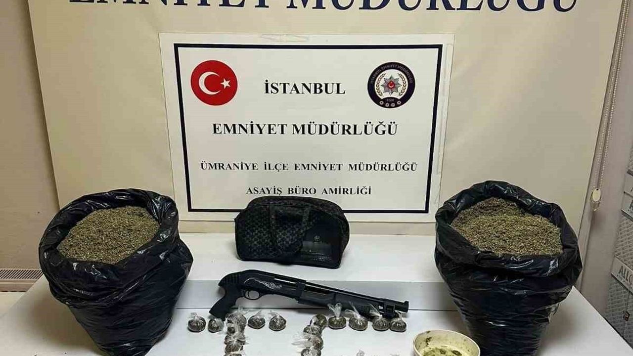 Ümraniye'de uyuşturucu operasyonu: 10 kilonun üzerinde madde, silah ve bir şüpheli tutuklandı
