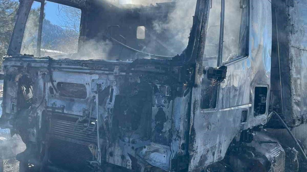 Adana-Pozantı Otoyolu’nda narenciye yüklü tır alevlere teslim oldu