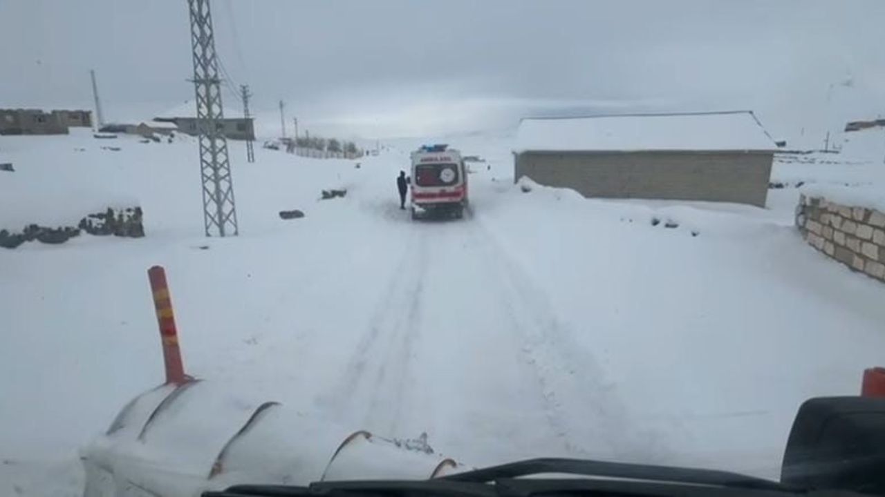Ağrı Patnos'ta Karla Kapanan Değirmen Düzü Yolu Açıldı, Hastalar Hastaneye Sevk Edildi
