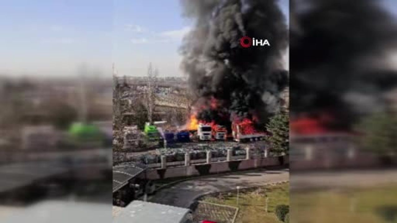 Ankara'da Emniyet Yediemin Otoparkında Alkol Yüklü Tırlarda Yangın Kontrol Altına Alındı