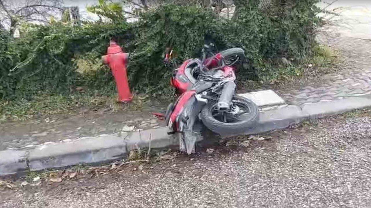 Ankara'da motosiklet sürücüsü köpeğe çarpmamak için manevra yaparken kaza yaptı