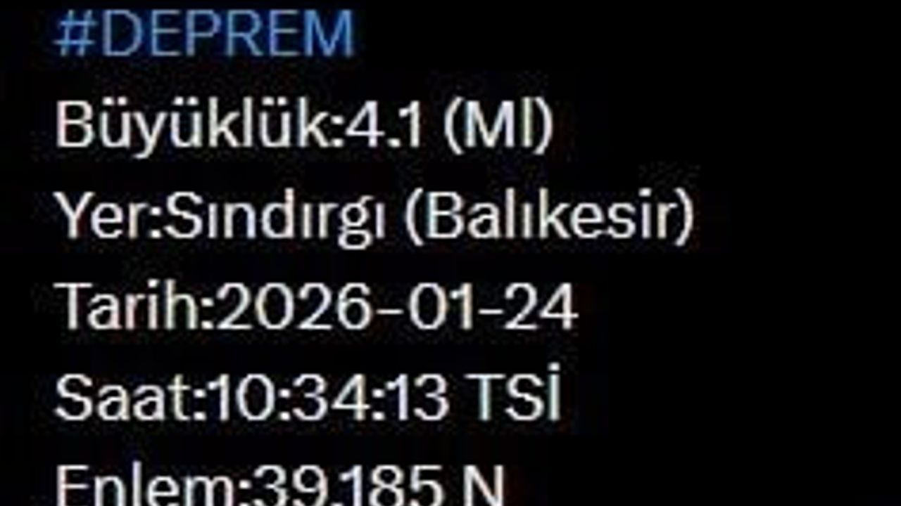 Balıkesir Sındırgı'da 4.1 büyüklüğünde deprem