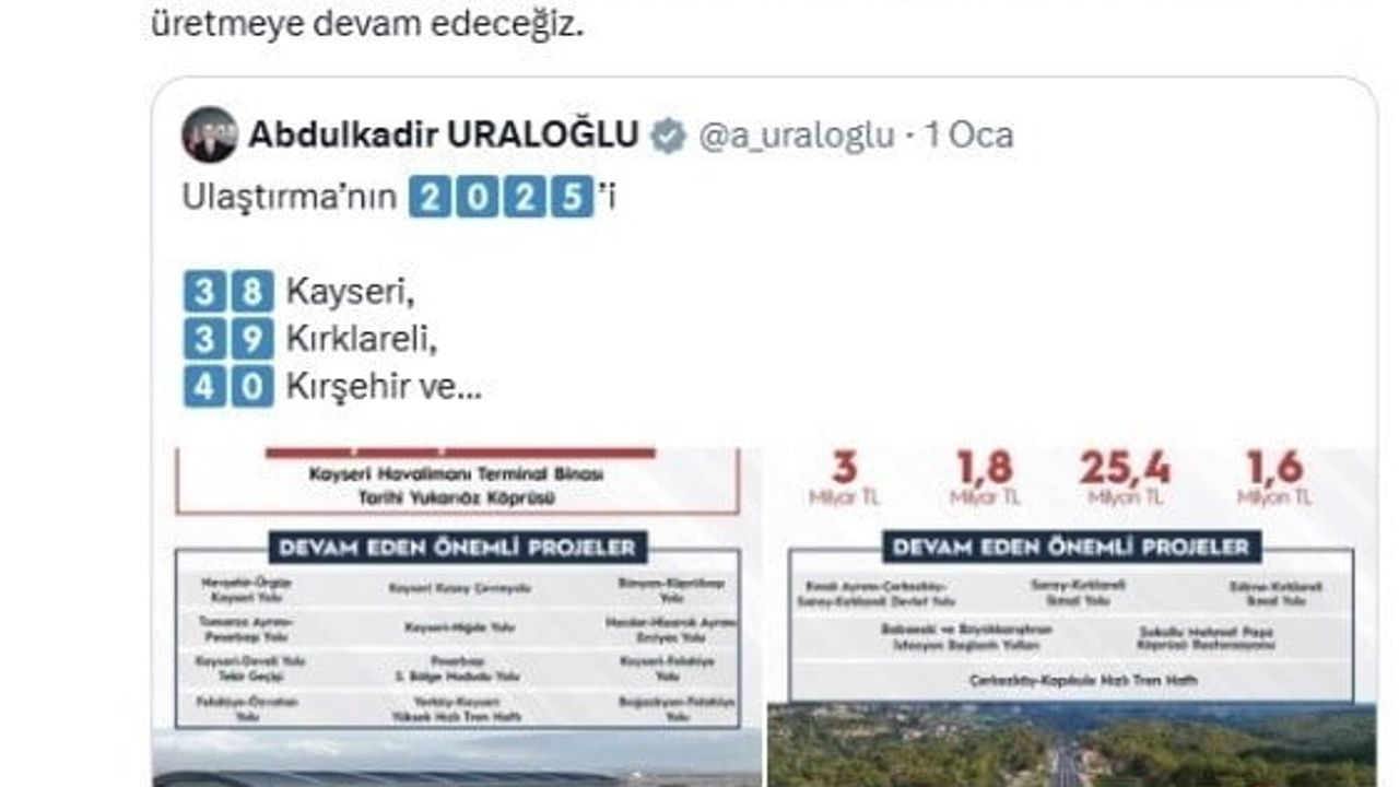 Başkan Büyükkılıç’tan Bakan Uraloğlu’na teşekkür: "Kayseri’nin yarınlarını birlikte inşa ediyoruz"