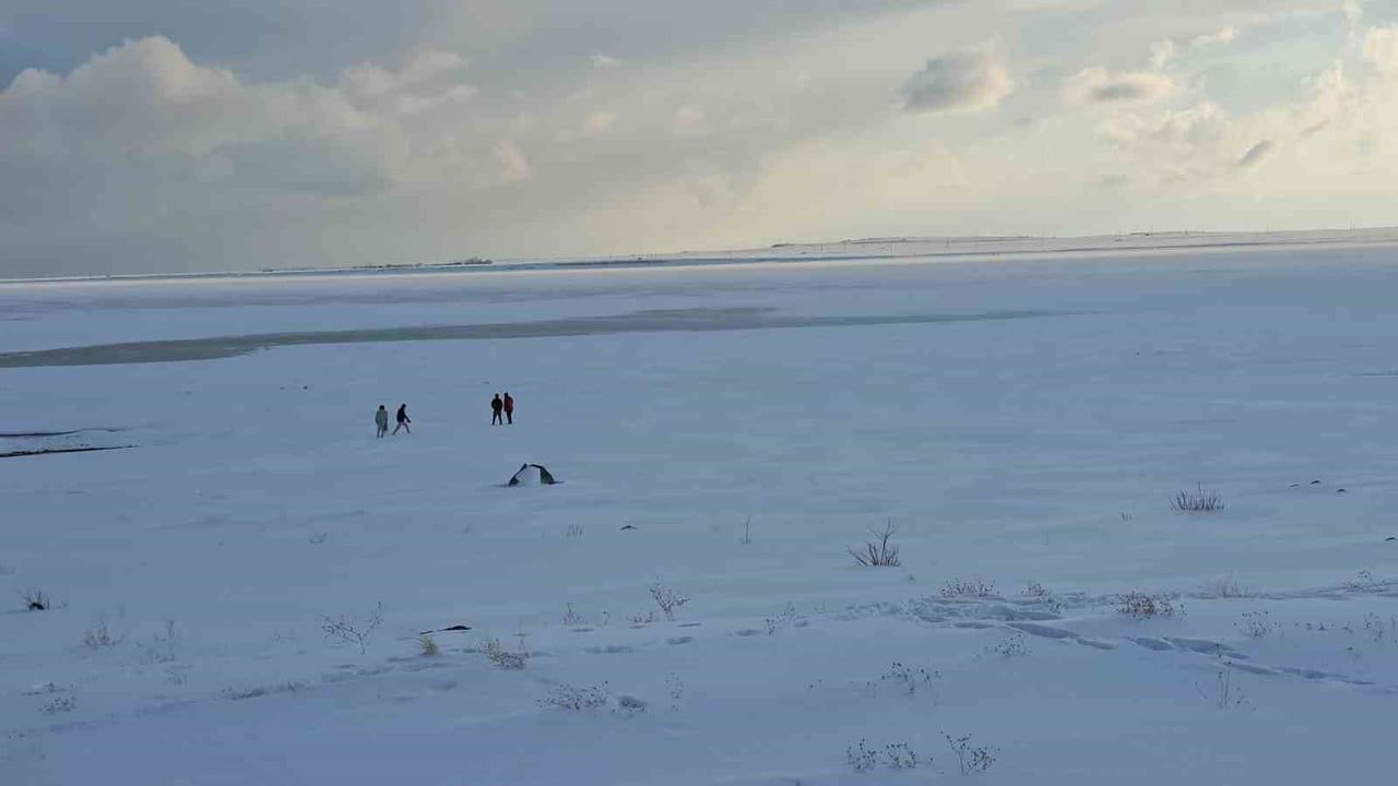 Bitlis Adilcevaz'da 'Kuş cenneti' Arin Gölü tamamen dondu