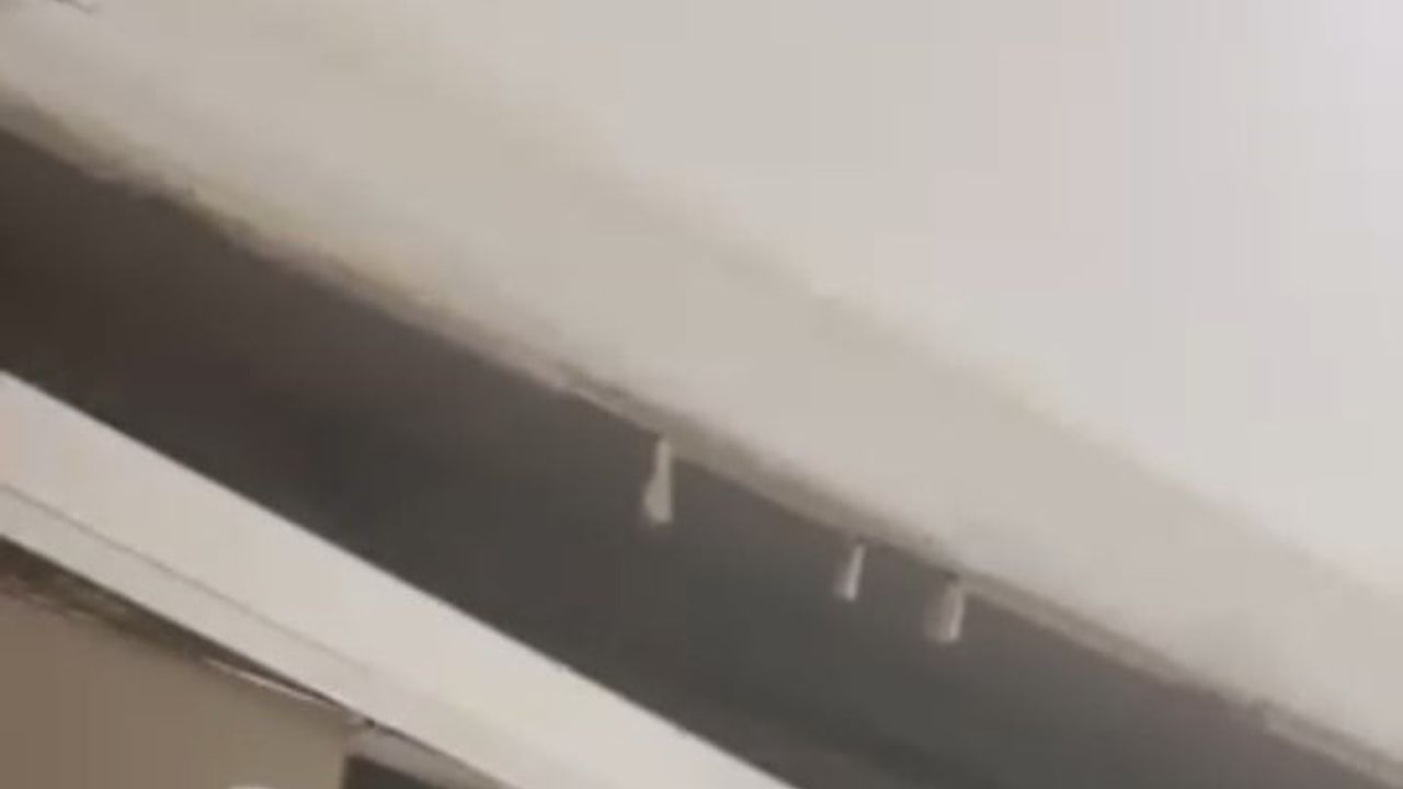 Bursa'da yeni tamamlanan binada mutfak tavanı çöktü — güvenlik kamerası kaydetti