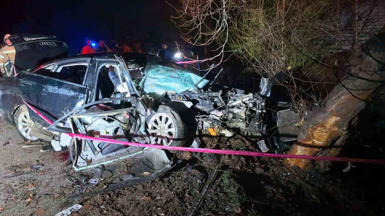 Bursa İnegöl'de Otomobilin Ağaca Çarpması Sonucu 2 Kişi Öldü, 2 Kişi Yaralandı