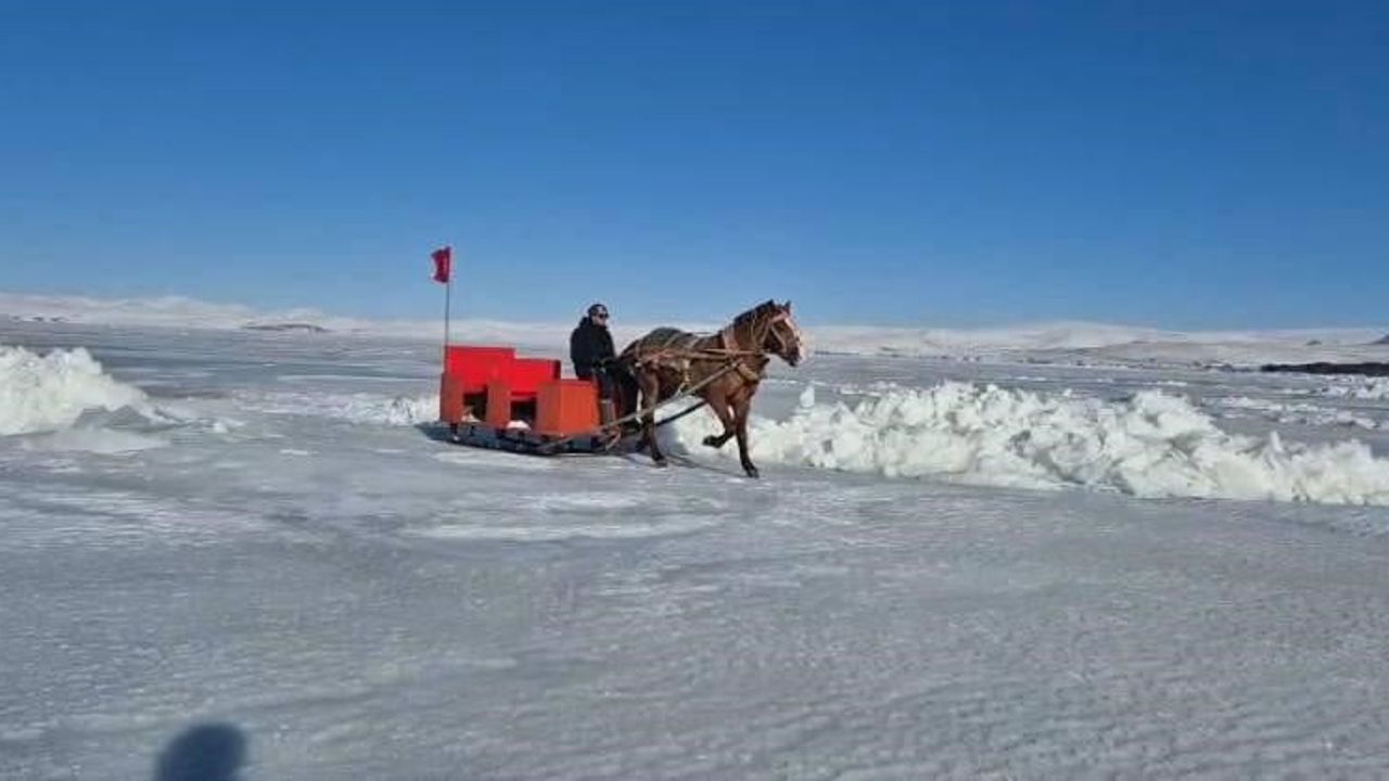 Çıldır Gölü tamamen dondu: Eksi 30 dereceyle atlı kızak turları yeniden başladı
