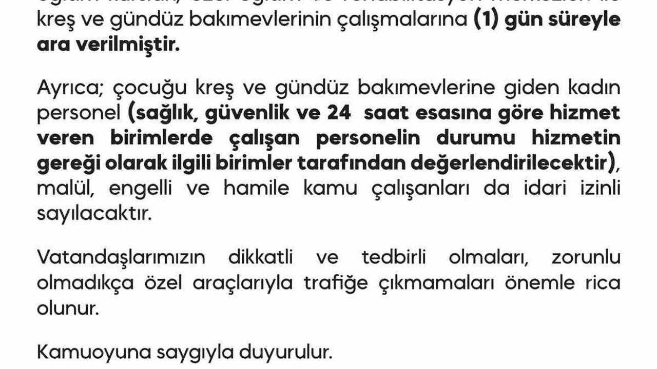 Diyarbakır'da Yoğun Kar: Kreş ve Özel Eğitim Kurumları 23 Ocak 2026'da Tatil