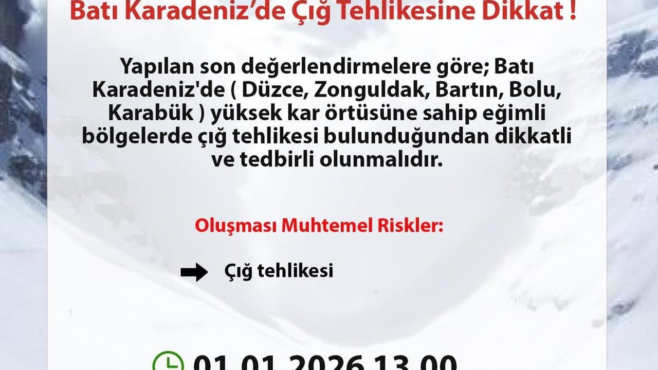 Düzce Valiliği ve Meteoroloji'den Batı Karadeniz için çığ uyarısı