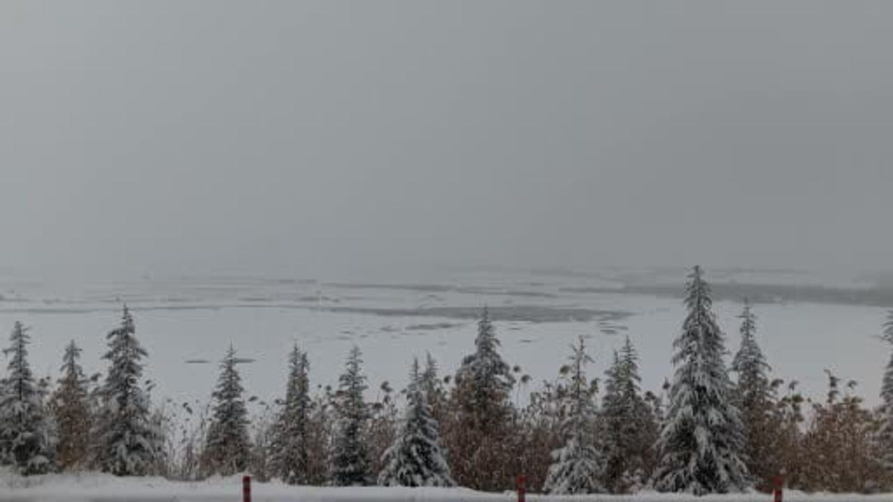 Elazığ'da Cip Baraj Gölü dondu ve karla kaplandı