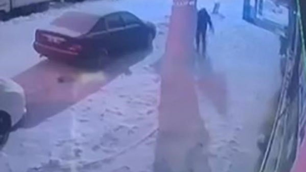 Elazığ Sürsürü Mahallesi'nde kardan adama saldırı güvenlik kamerasında