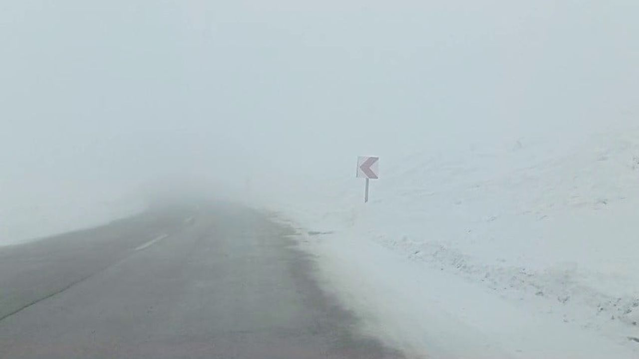 Erzurum'da Palandöken Geçidinde Yoğun Sis Görüşü Yer Yer 10 Metreye Düşürdü