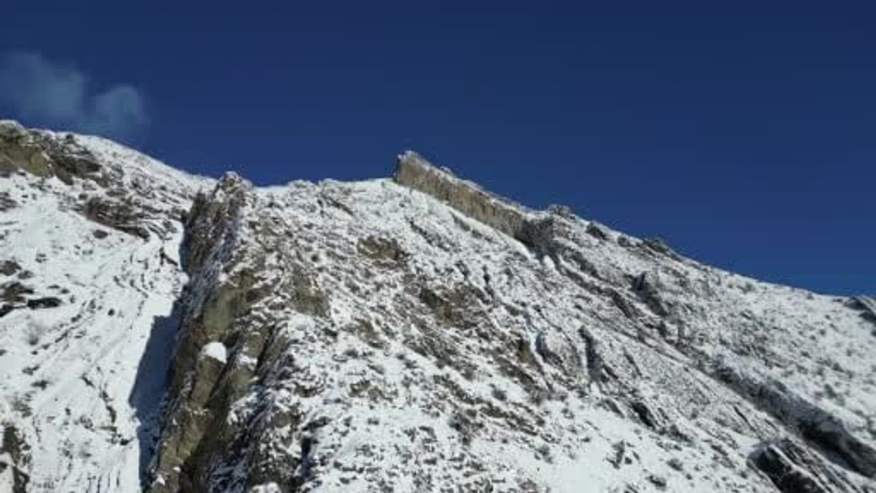 Erzurum Uzundere'de 1700 rakımda Sakallı Akbaba drone ile görüntülendi