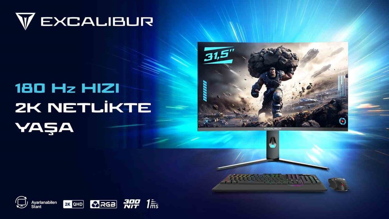 Excalibur 31,5 inç kavisli 2K 180 Hz monitör: Oyuncular ve profesyoneller için ortak çözüm