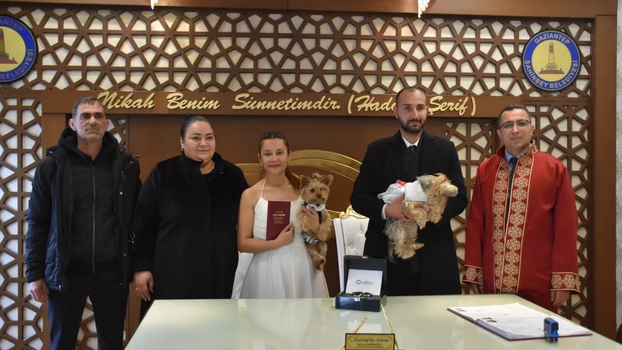 Gaziantep'te Dilek Öztürk ve Hakan Özbek, Köpekleriyle Nikah Kıldı