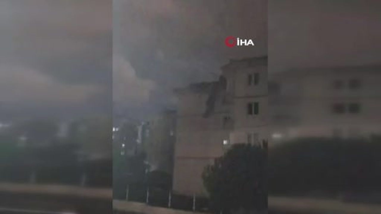 İnegöl'de şiddetli lodos iki sitede çatıları uçurdu; maddi hasar oluştu