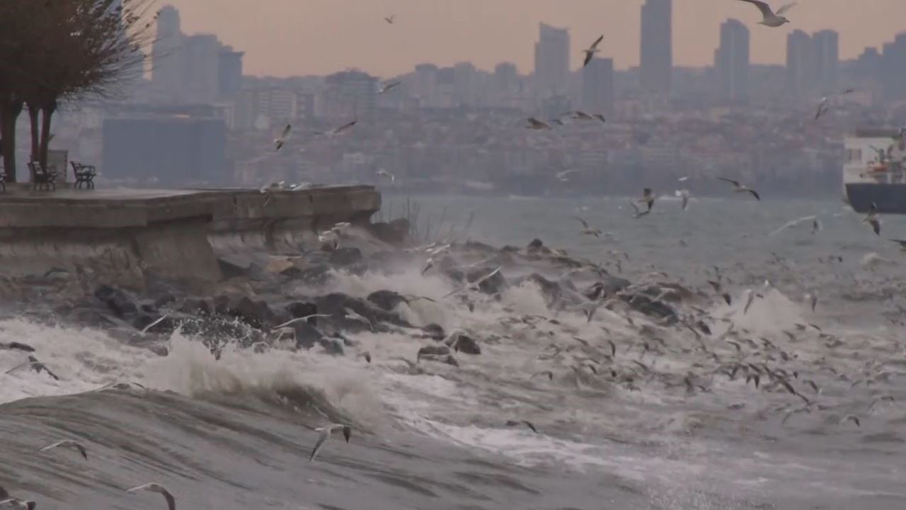İstanbul'da lodos etkisini artırdı: Fatih ve Zeytinburnu kıyılarında dalgalar