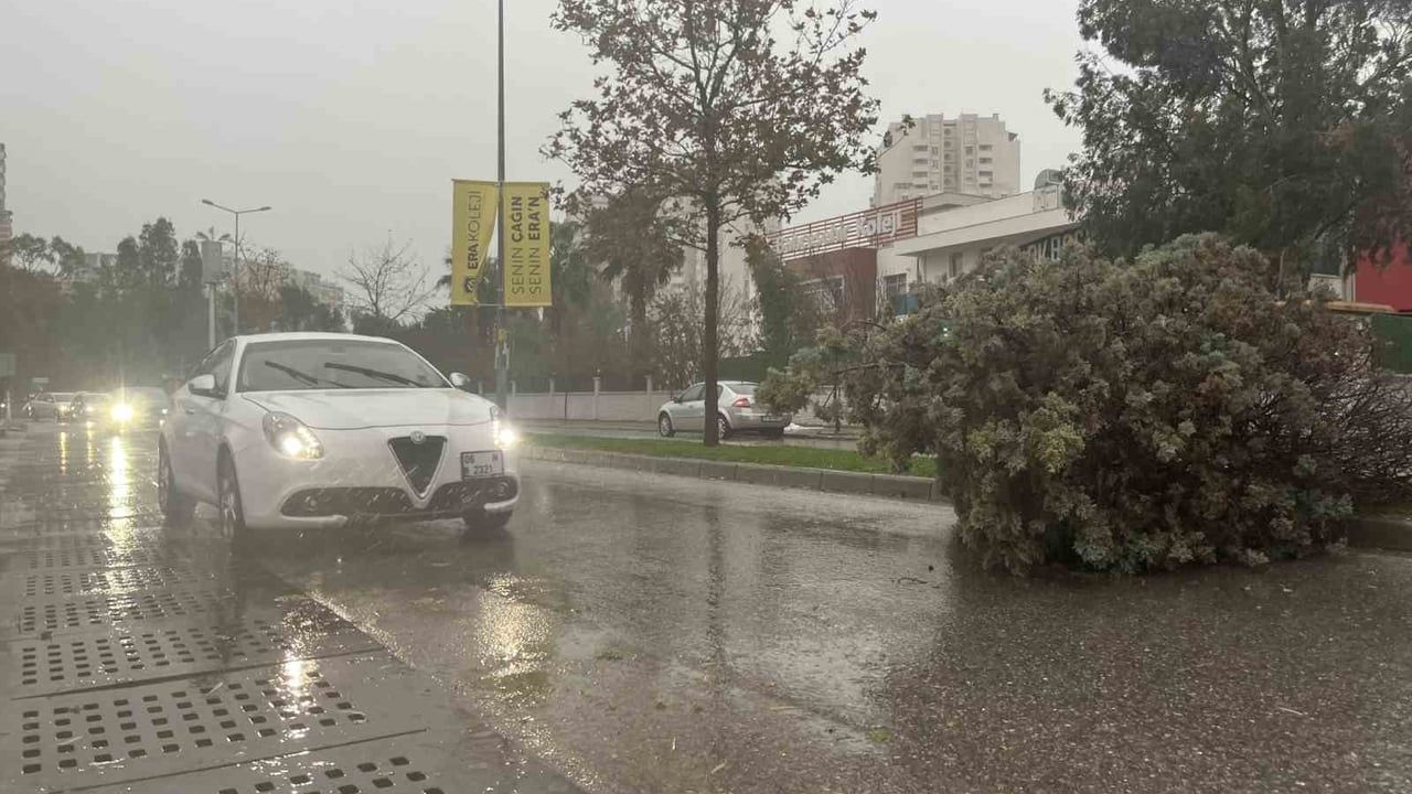 İzmir'de kuvvetli fırtına ve sağanak: 5 araç hasar gördü