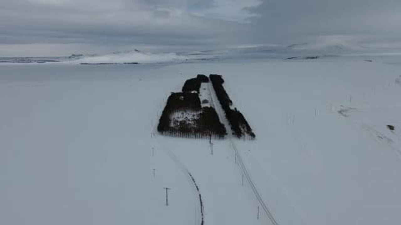 Kars’ta Tarihi Benliahmet Tren İstasyonunda 20 bin çamlık kış manzarası