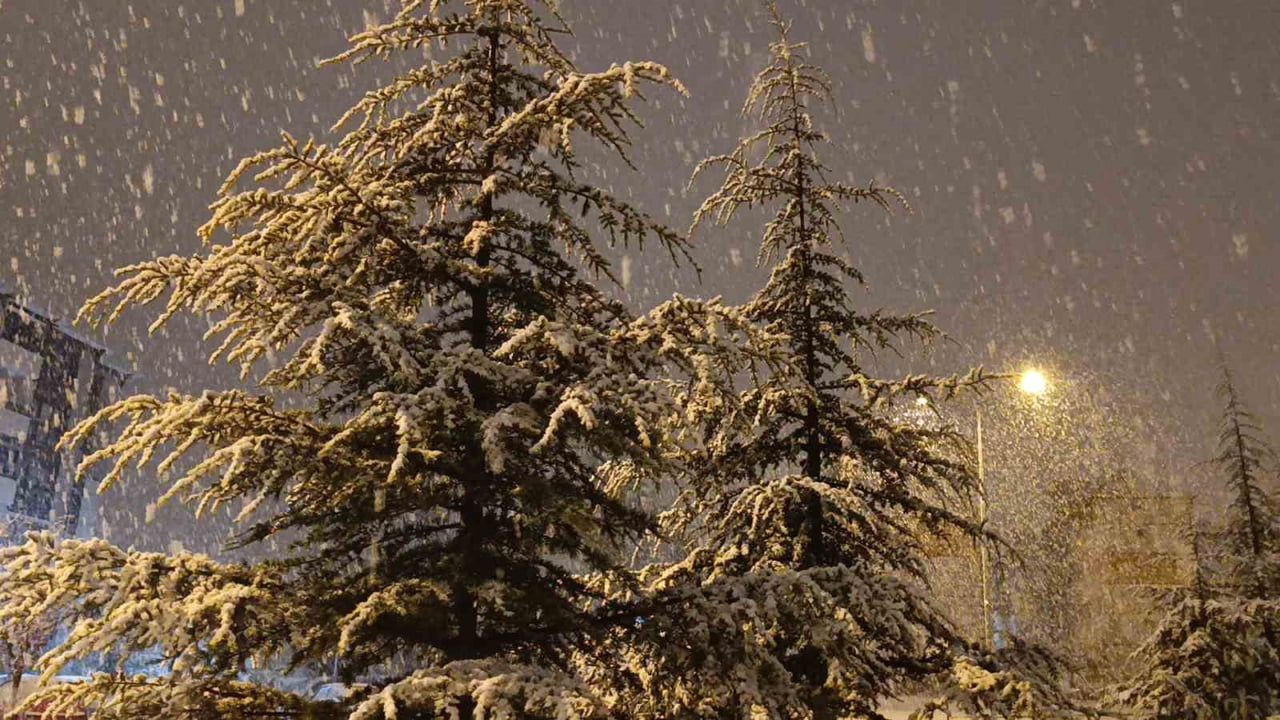 Kırşehir'de Gece Lapa Lapa Kar Yağışı: Vatandaşlar Sokaklara Çıktı