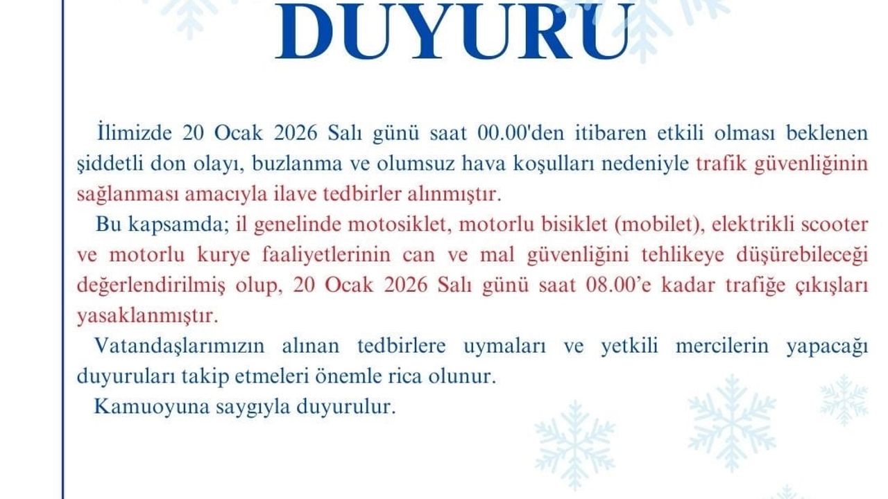 Kırşehir'de iki tekerlekli araçlara kısıtlama: motokuryeler de dahil