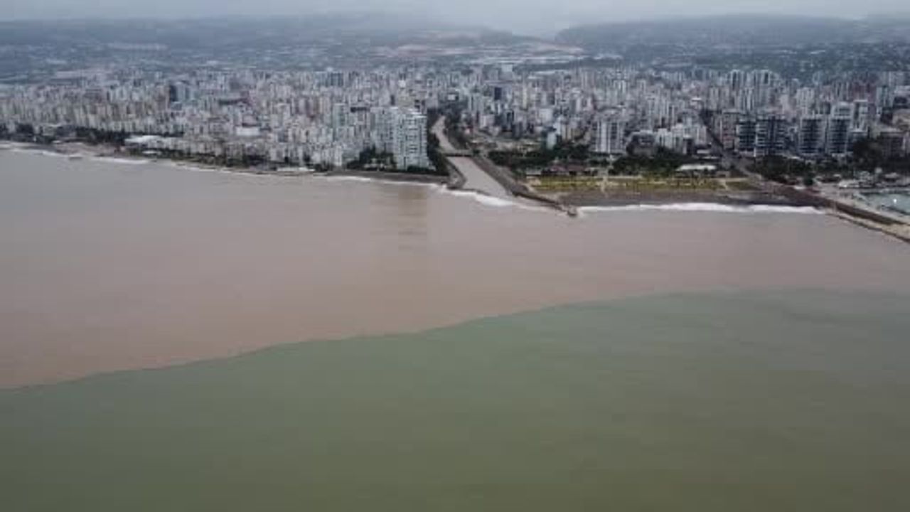 Mersin'de sel sonrası Akdeniz kahverengi oldu, sahiller odunla kaplandı