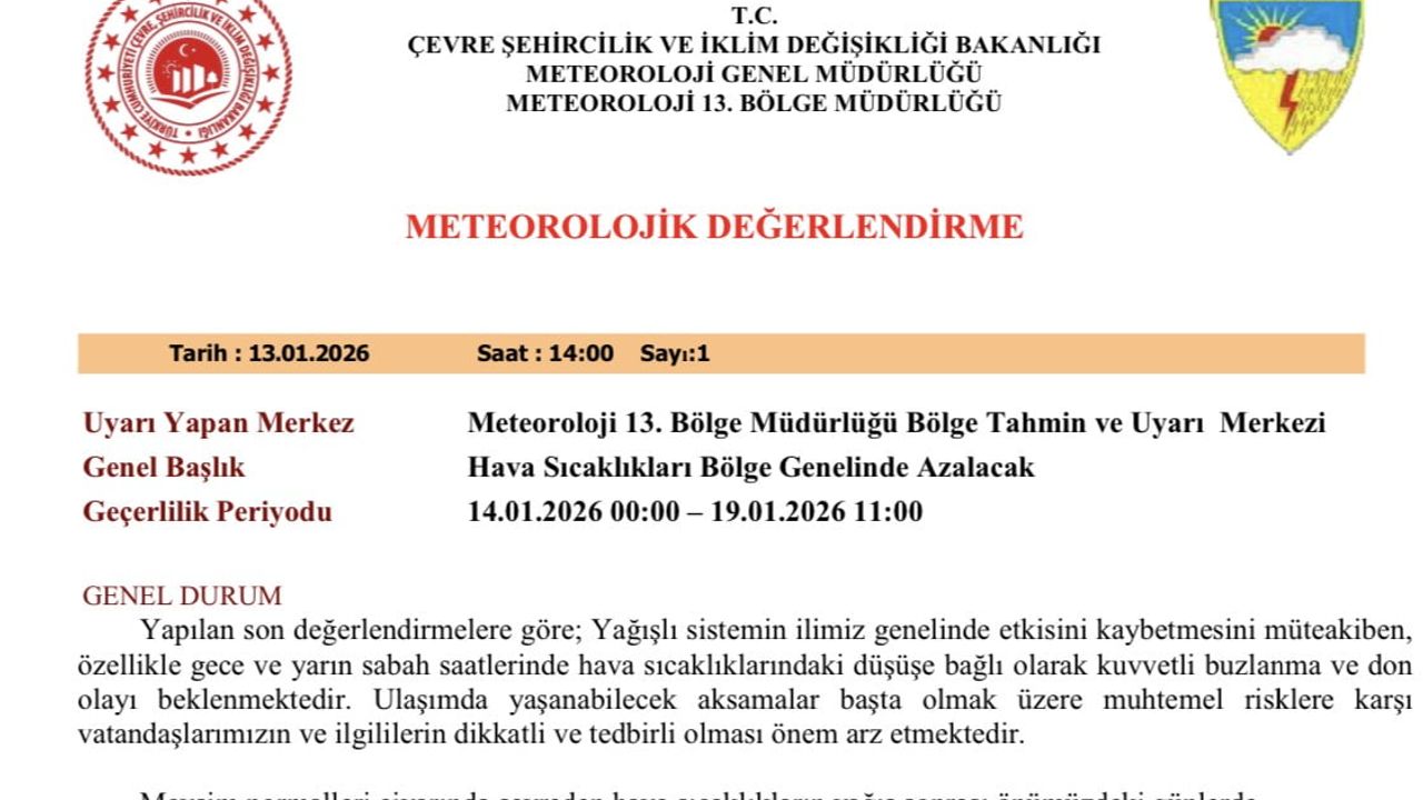 Meteoroloji'den 5 il için buzlanma ve don uyarısı