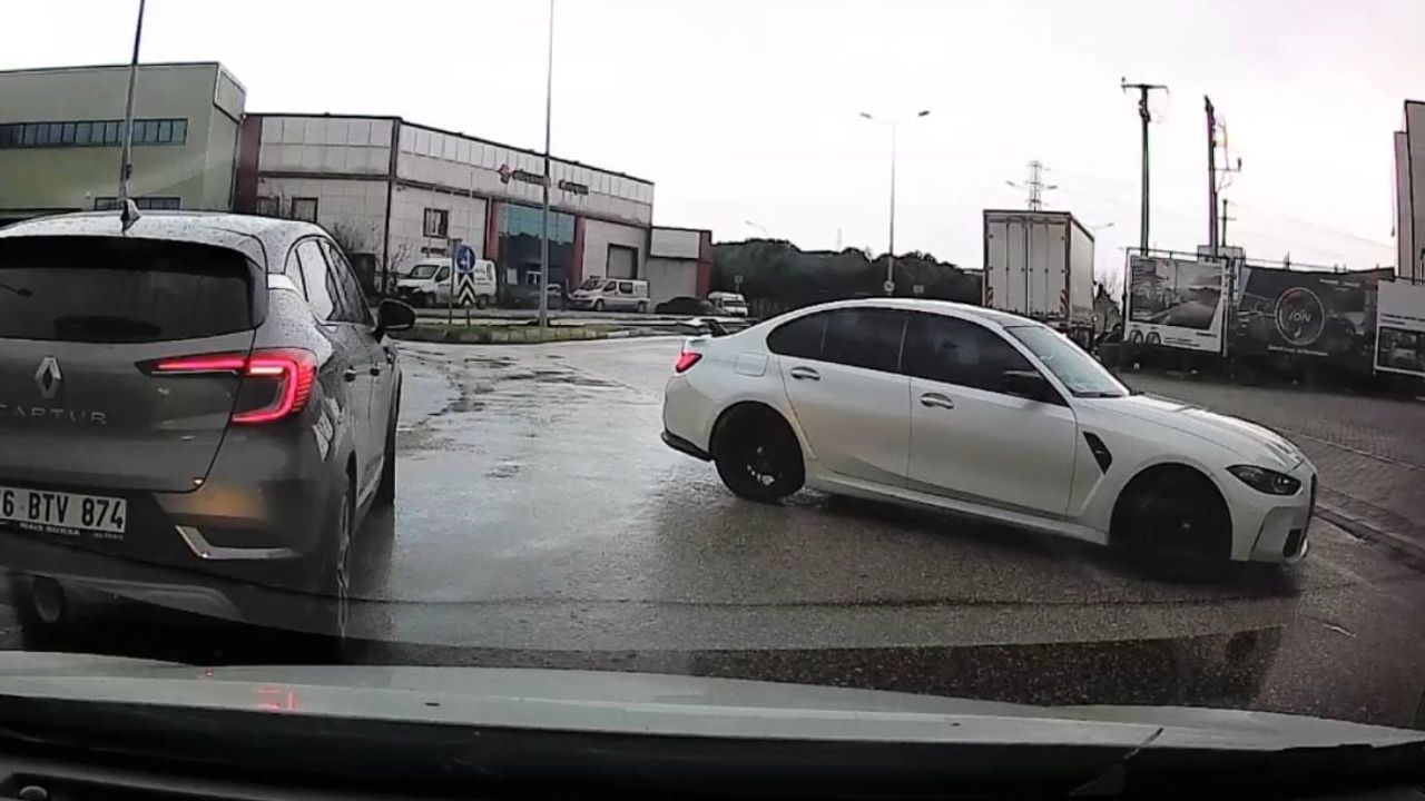 Nilüfer'de cadde ortasında drift: 34 HUR plakalı araç kontrolden çıktı