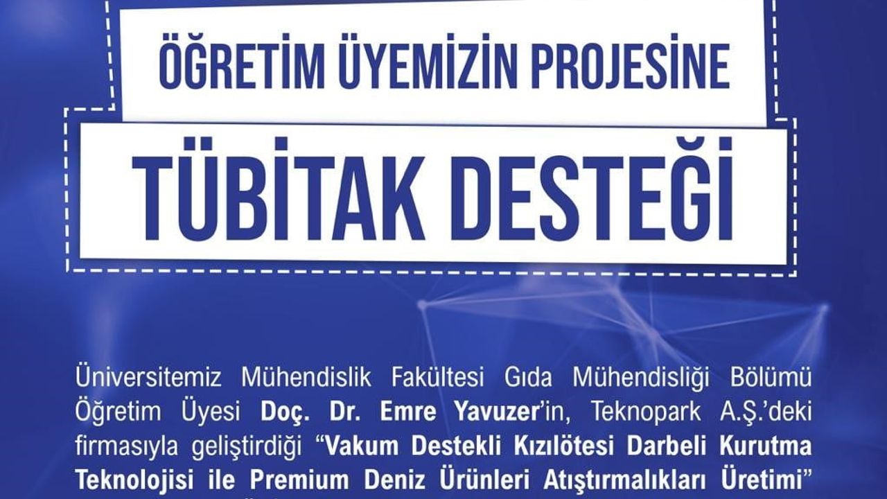 NÖHÜ'lü Doç. Dr. Emre Yavuzer'in Vakum Destekli Kızılötesi Kurutma Projesi TEYDEB 1507 Desteği Aldı