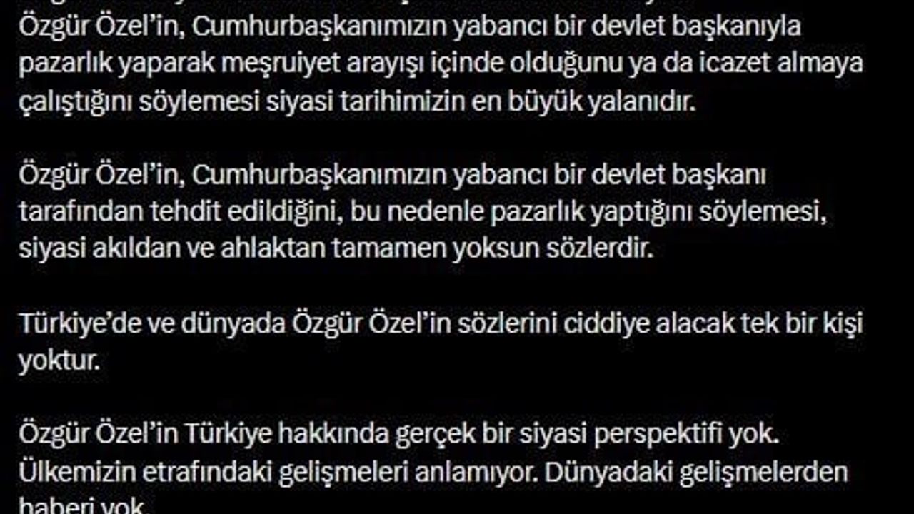 Ömer Çelik, Özgür Özel'i 'iftira üretim merkezi' olarak nitelendirdi
