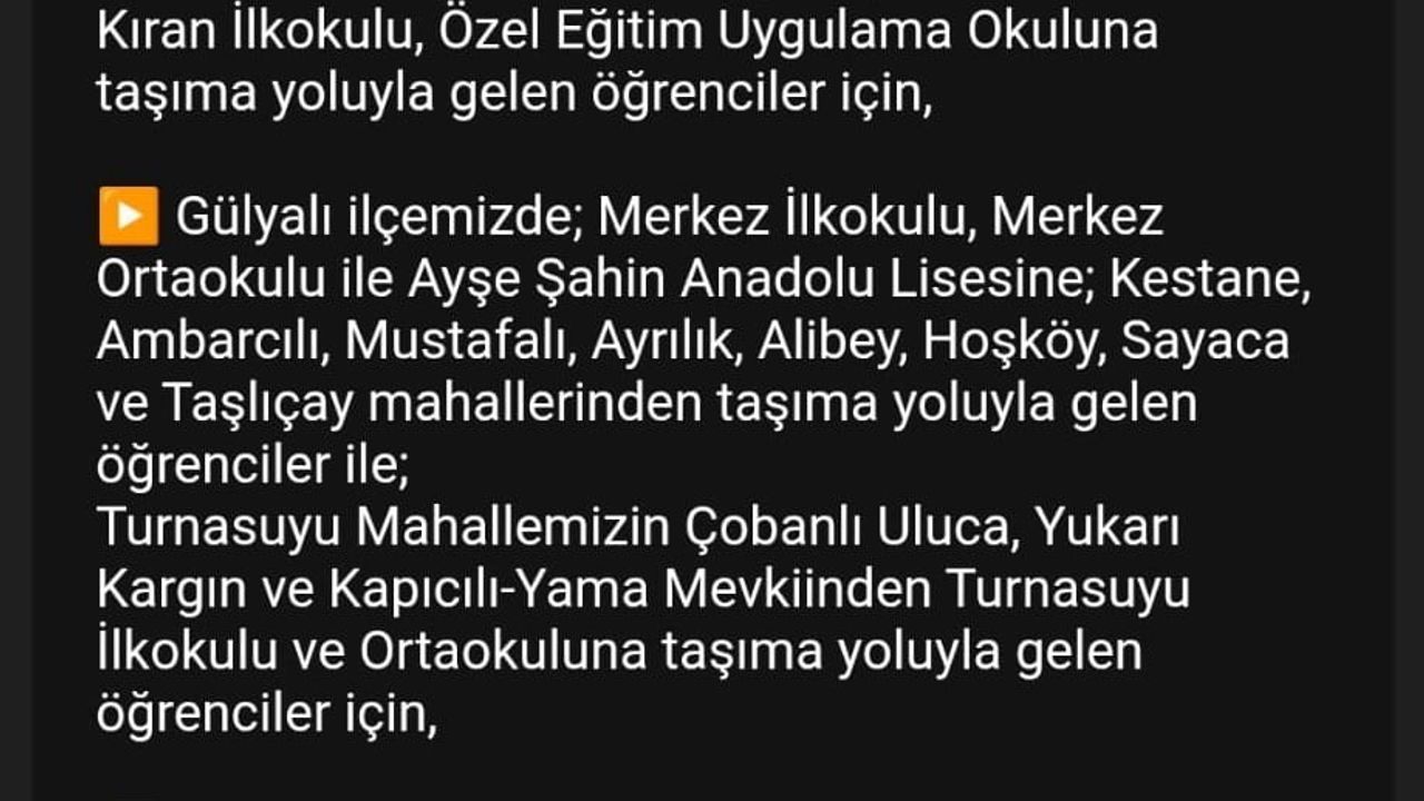 Ordu'da kar ve buzlanma nedeniyle 13 ilçede eğitime 1 gün ara