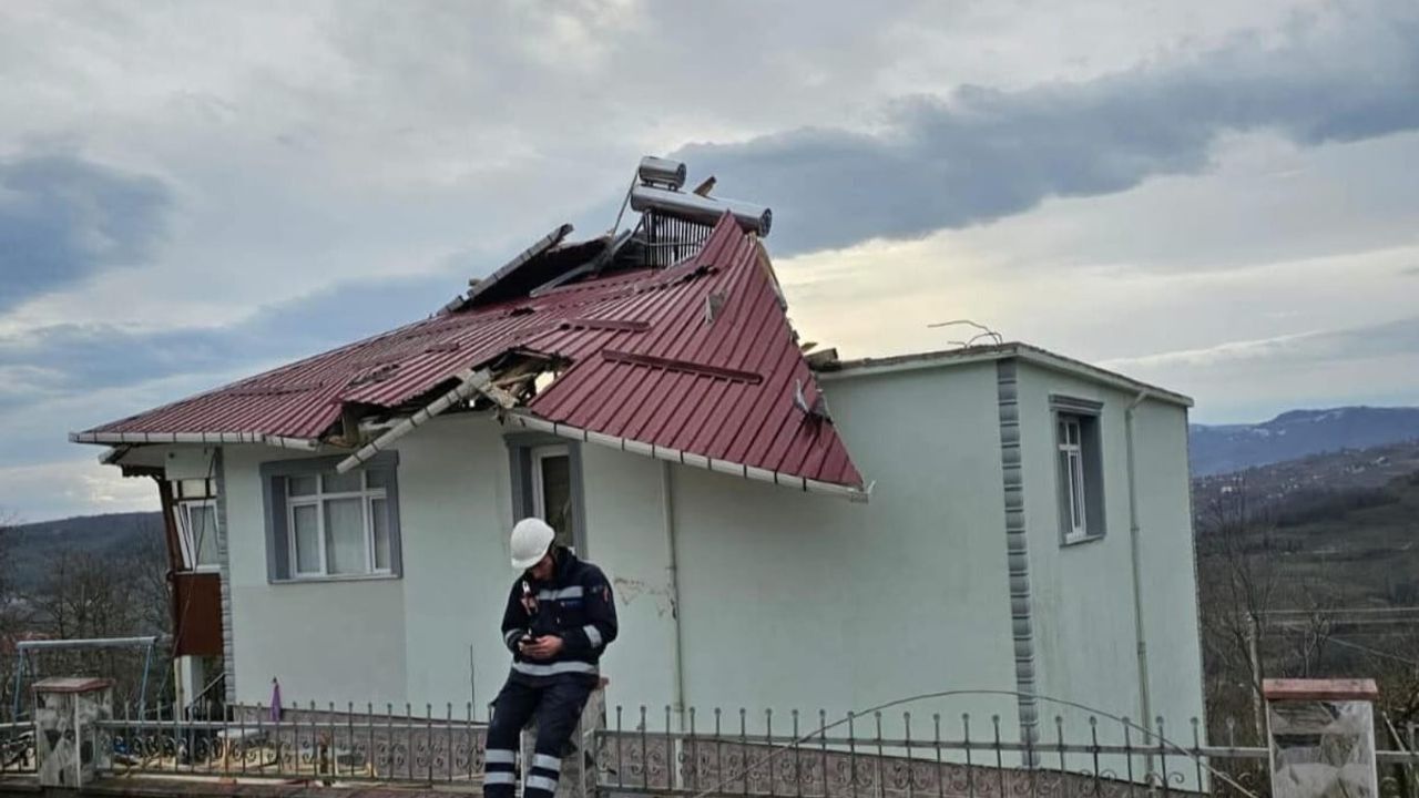 Ordu'nun Kumru ilçesinde fırtına: Çatı uçtu, ağaç devrildi