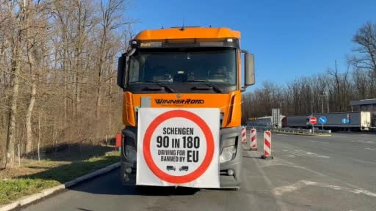 Schengen vize kısıtlaması protestosu AB sınırlarında kilometrelerce tır kuyruğu oluşturdu