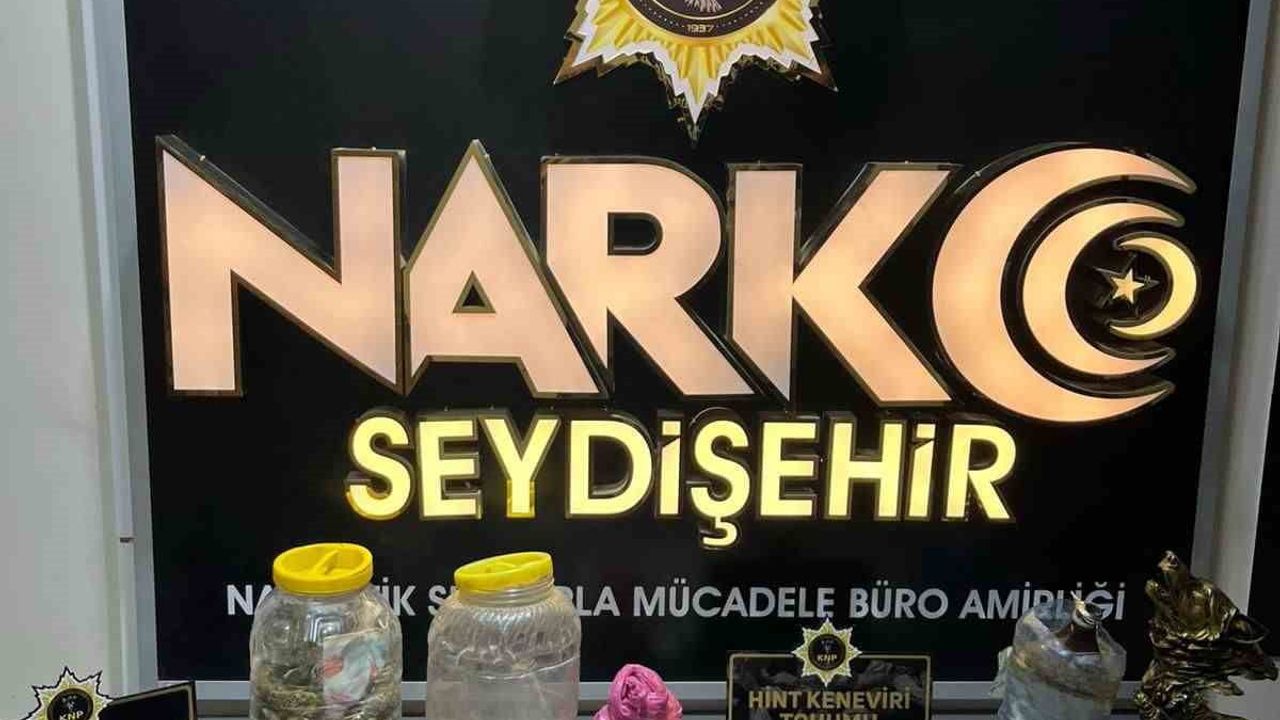 Seydişehir’de narkotik operasyonunda 342,54 gram esrar ve 472 gram kenevir tohumu ele geçirildi
