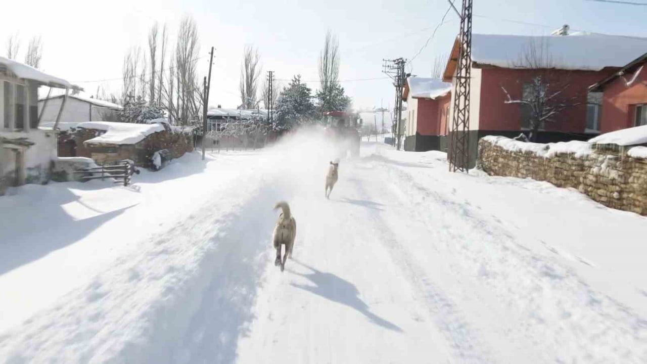 Sivas Akpınar'da Kar Eğlencesi: Traktör Lastiğiyle Köy Sokaklarında Kaydılar
